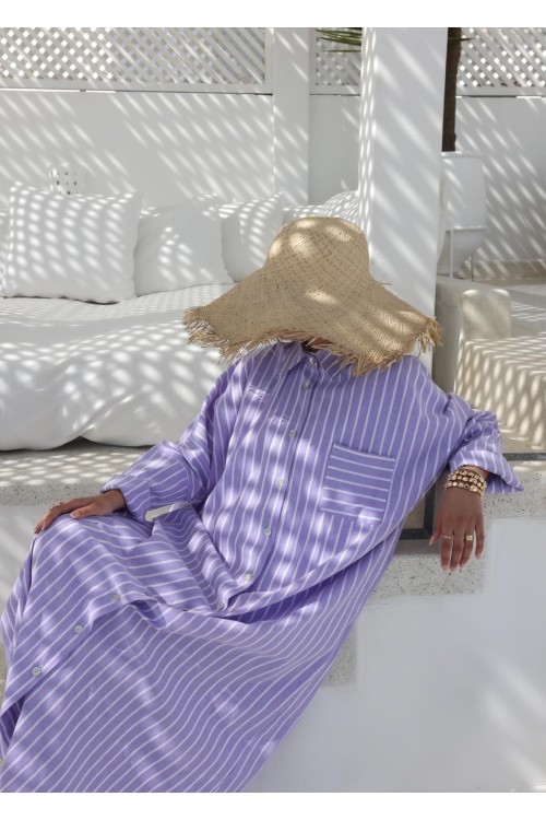 Robe chemise Livia en lin Lilas