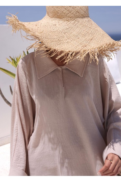 Chemise Lina en lin beige texturé