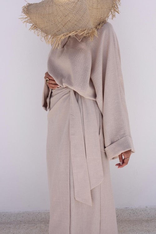 Chemise Lina en lin beige texturé