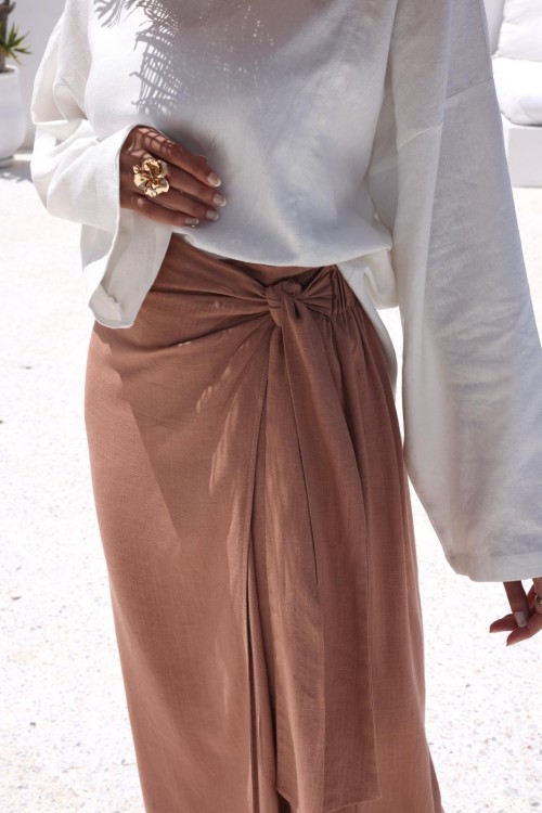 Jupe Rita en lin rosewood