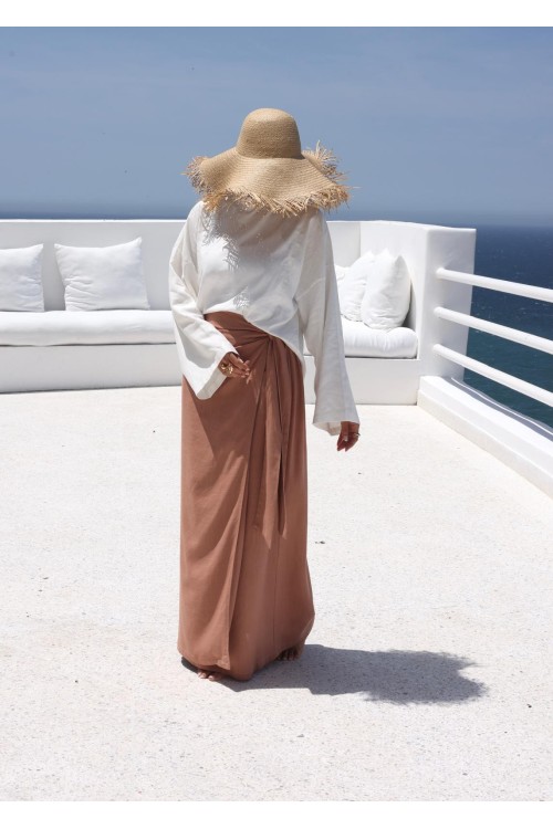 Jupe Rita en lin rosewood