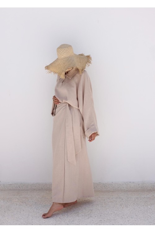 Jupe Rita en lin beige texturé