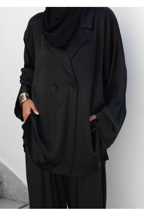 Ensemble Carmen noir satiné