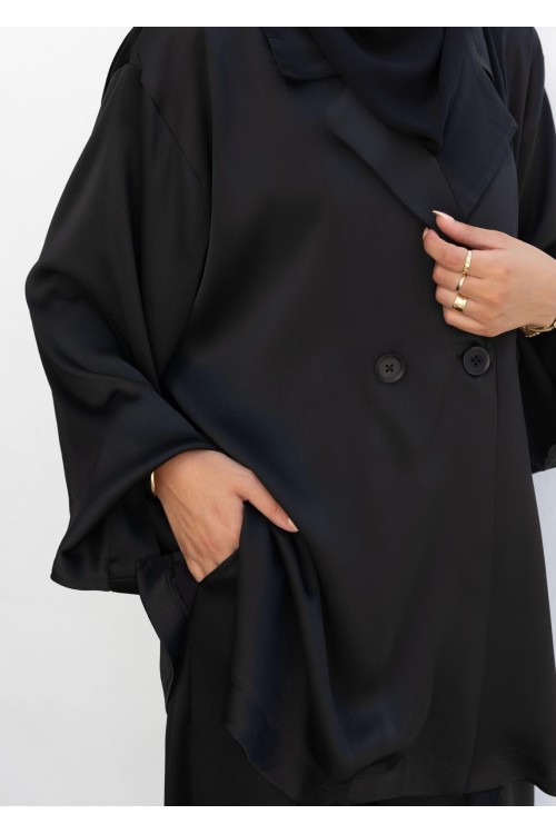 Ensemble Carmen noir satiné