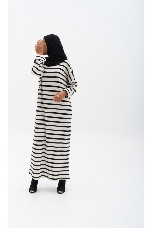 Robe côtelée rayée