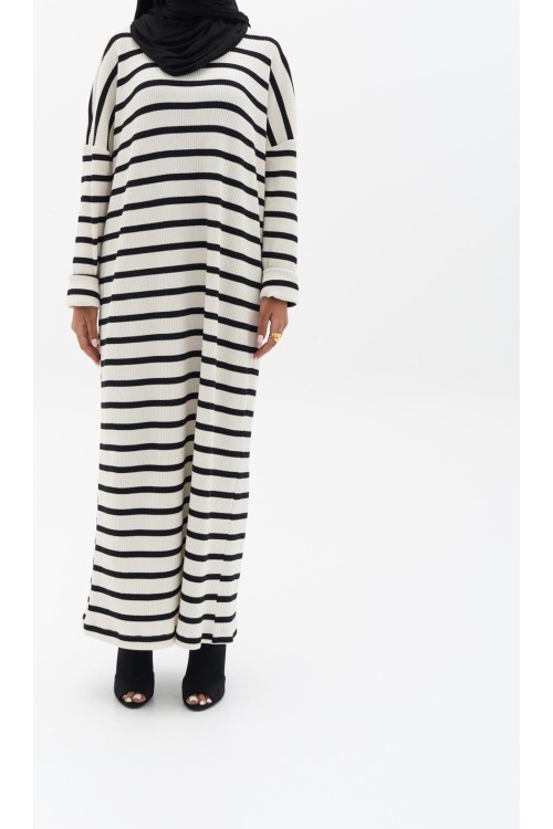 Robe côtelée rayée