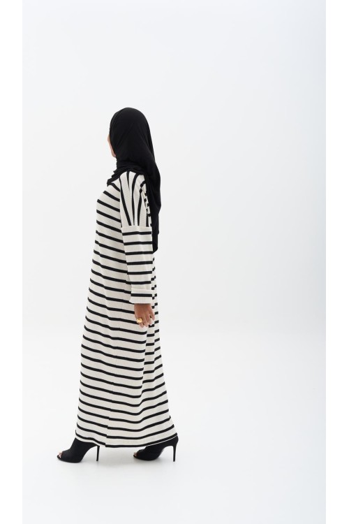 Robe côtelée rayée