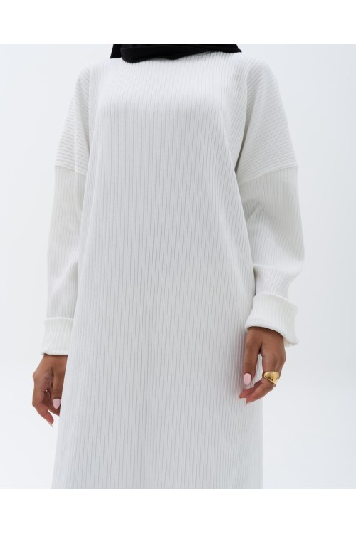 Robe côtelée blanche