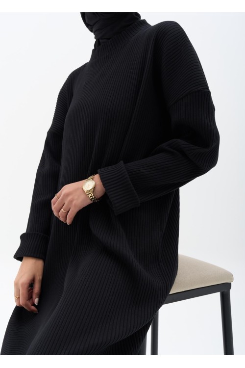 Robe côtelée noire
