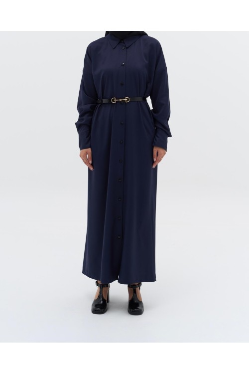 Robe chemise Émilie bleu nuit