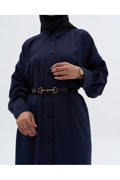 Robe chemise Émilie bleu nuit