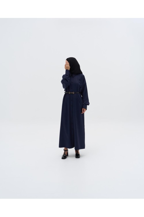 Robe chemise Émilie bleu nuit