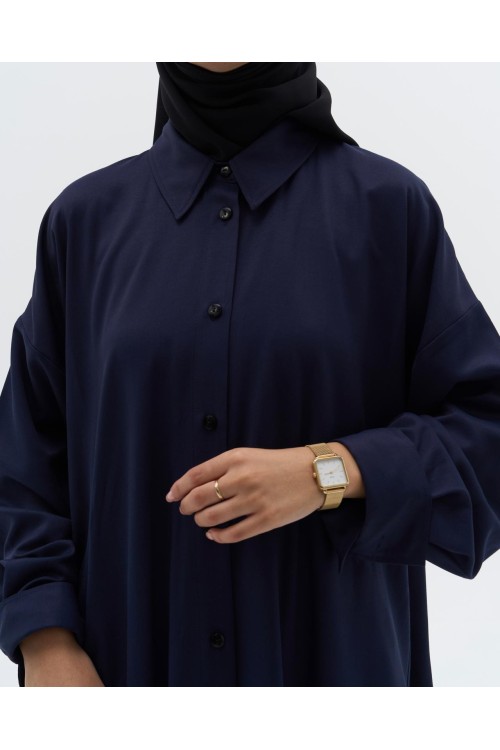 Robe chemise Émilie bleu nuit