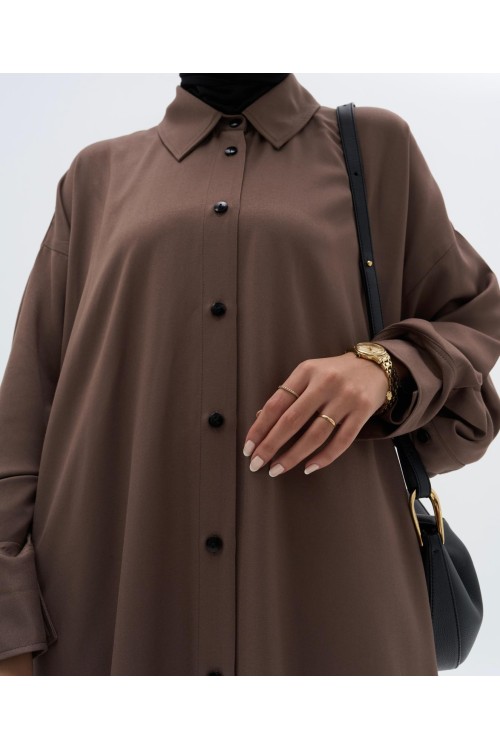 Robe chemise Émilie taupe