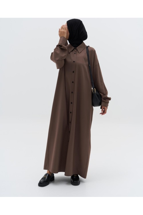 Robe chemise Émilie taupe