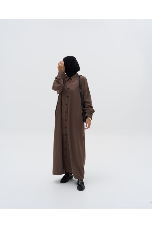 Robe chemise Émilie taupe