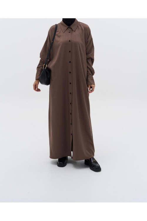 Robe chemise Émilie taupe