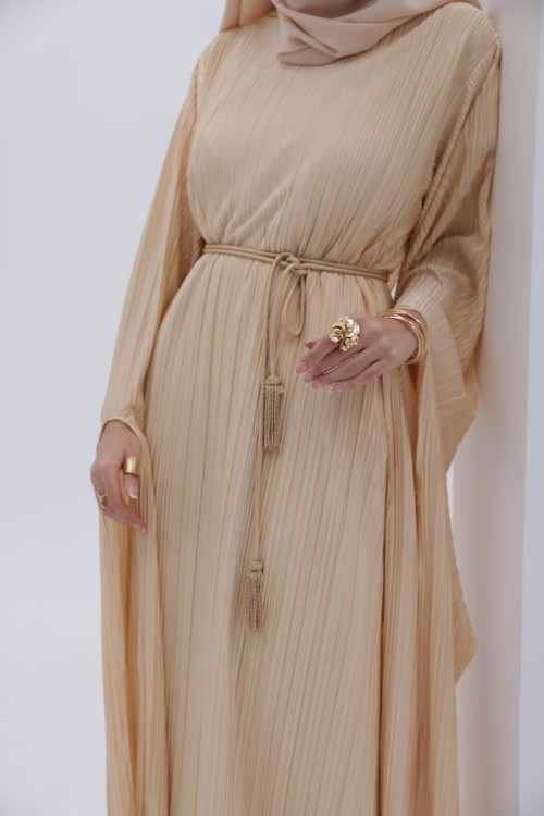 Robe plissée Syna beige