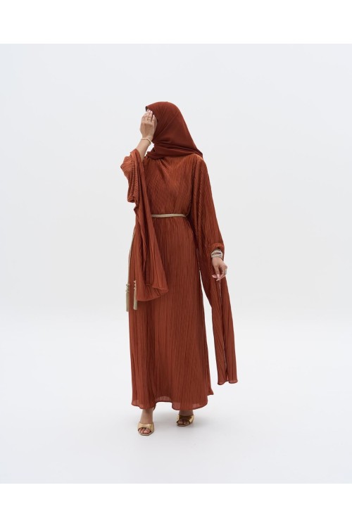 Robe plissée Syna terracotta