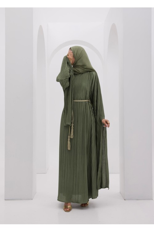 Robe plissée Syna olive