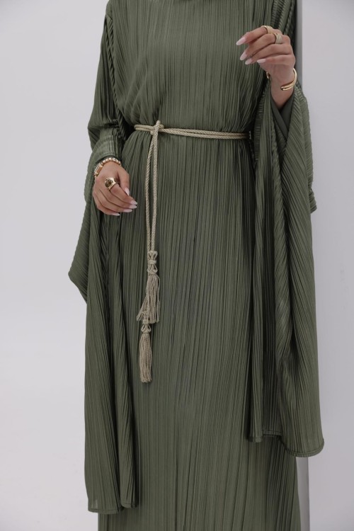 Robe plissée Syna olive
