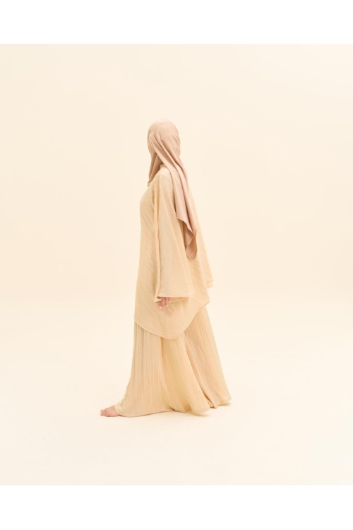 Ensemble plissé Tama beige