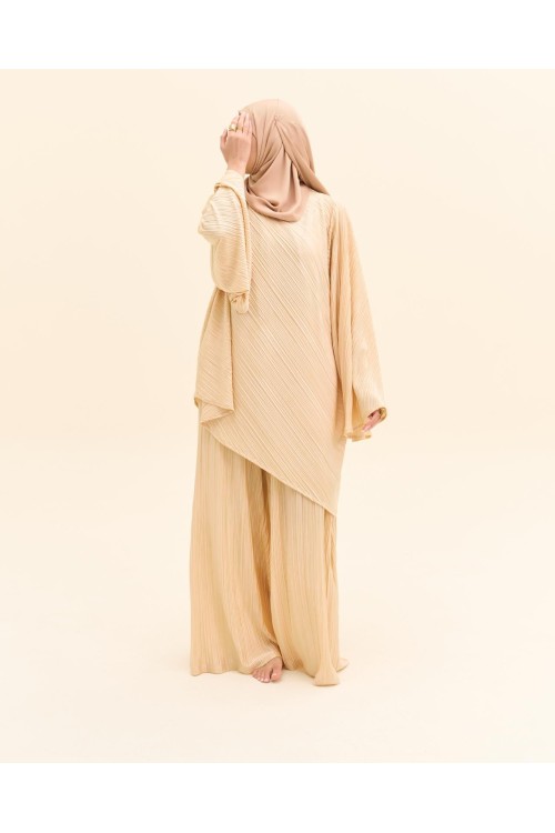 Ensemble plissé Tama beige