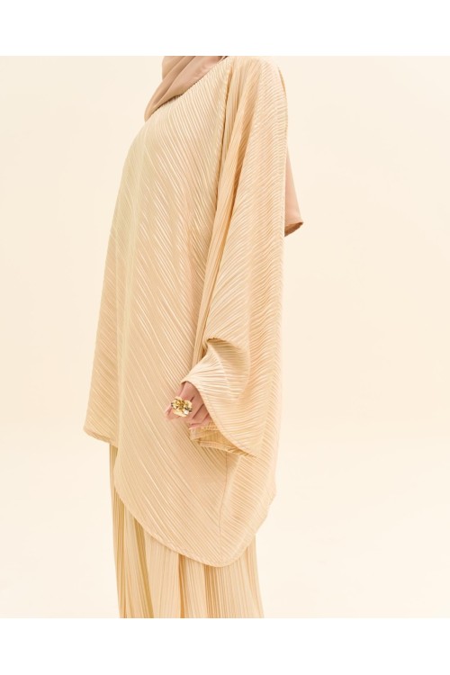 Ensemble plissé Tama beige