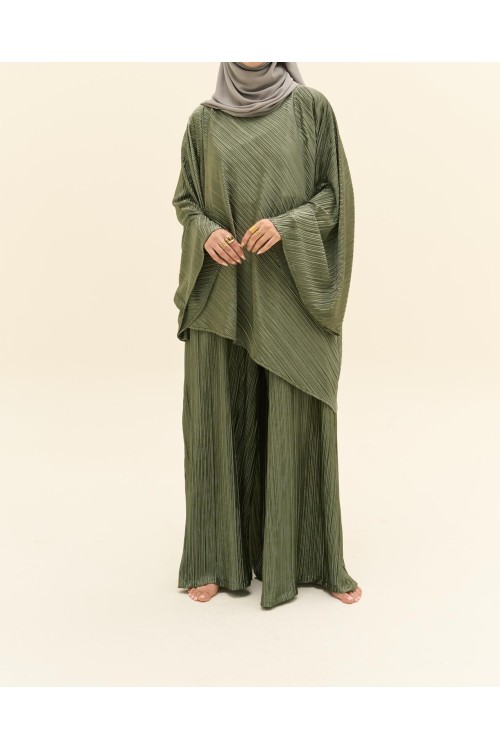 Ensemble plissé Tama beige