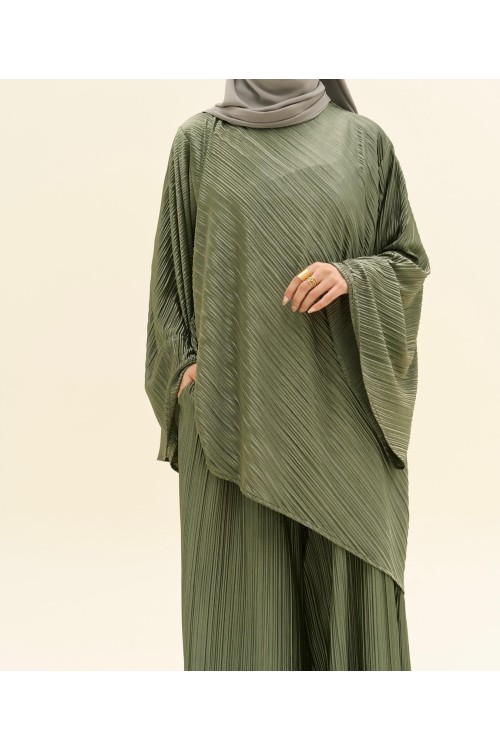Ensemble plissé Tama beige