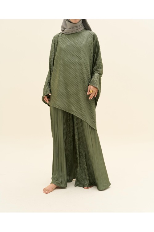 Ensemble plissé Tama olive
