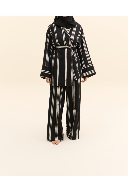 Ensemble Lucia rayé noir