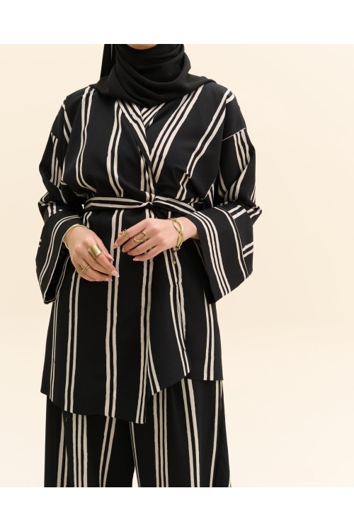 Ensemble Lucia rayé noir