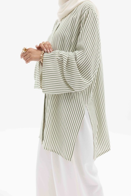 Ensemble Julia rayée olive
