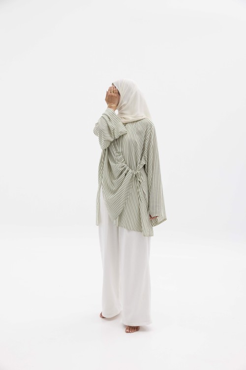 Ensemble Julia rayée olive