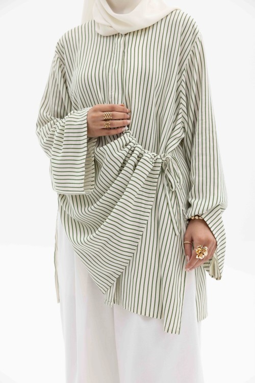 Ensemble Julia rayée olive
