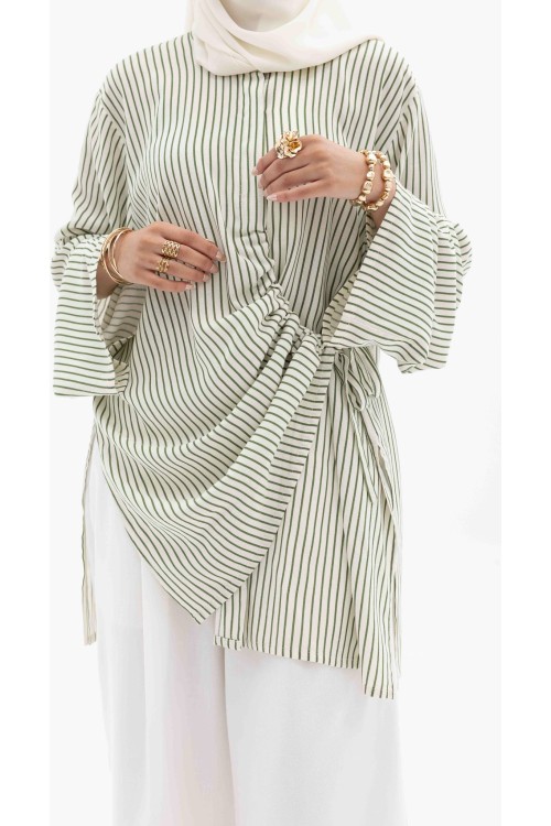 Ensemble Julia rayée olive