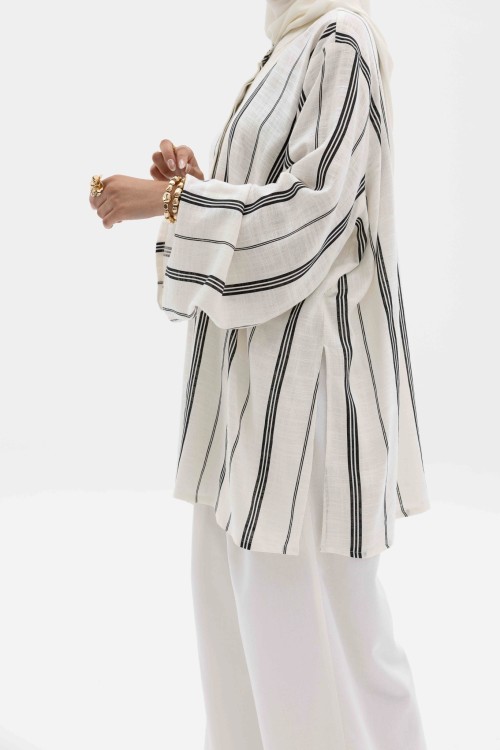 Ensemble Julia rayée noir et blanc