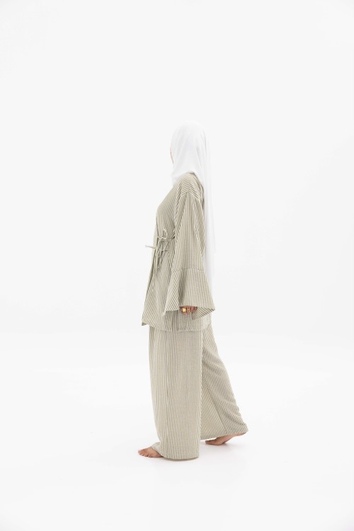 Ensemble Océane rayé olive