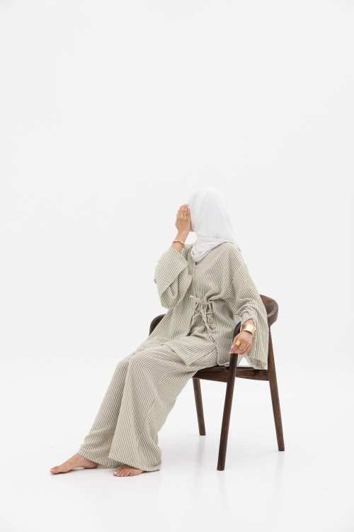 Ensemble Océane rayé olive