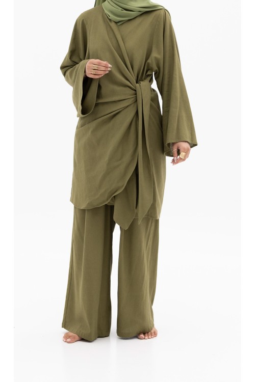 Ensemble Anita en lin olive