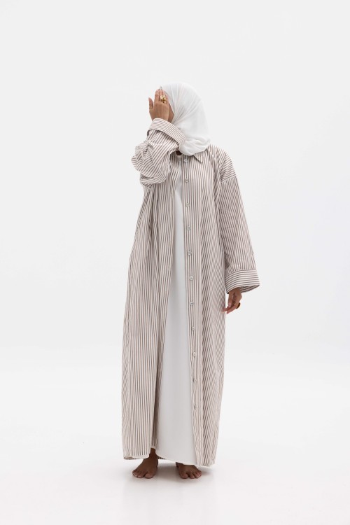 Chemise en popeline Anna rayé marron