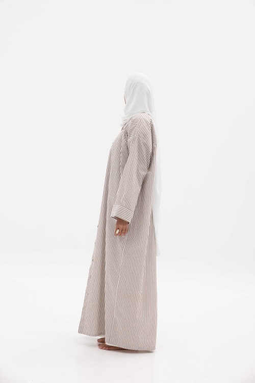 Chemise en popeline Anna rayé marron