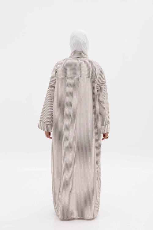 Chemise en popeline Anna rayé marron