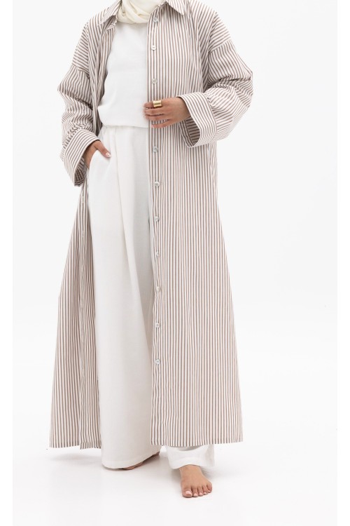 Chemise en popeline Anna rayé marron