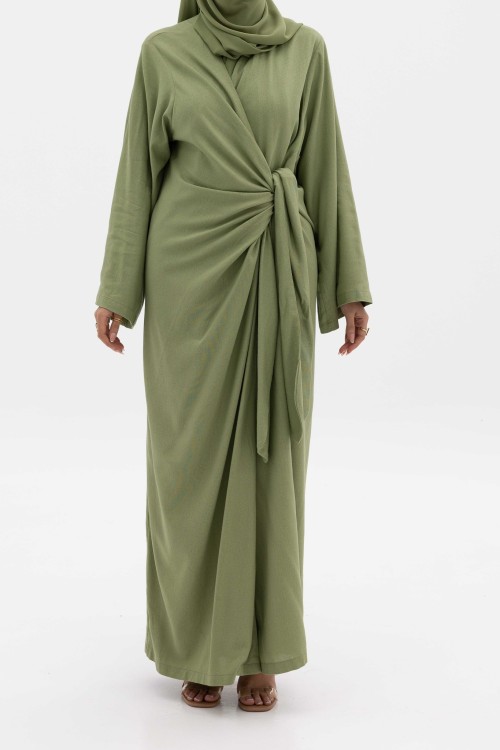 Robe Gabriela en lin vert pistache