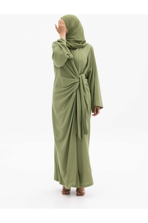 Robe Gabriela en lin vert pistache
