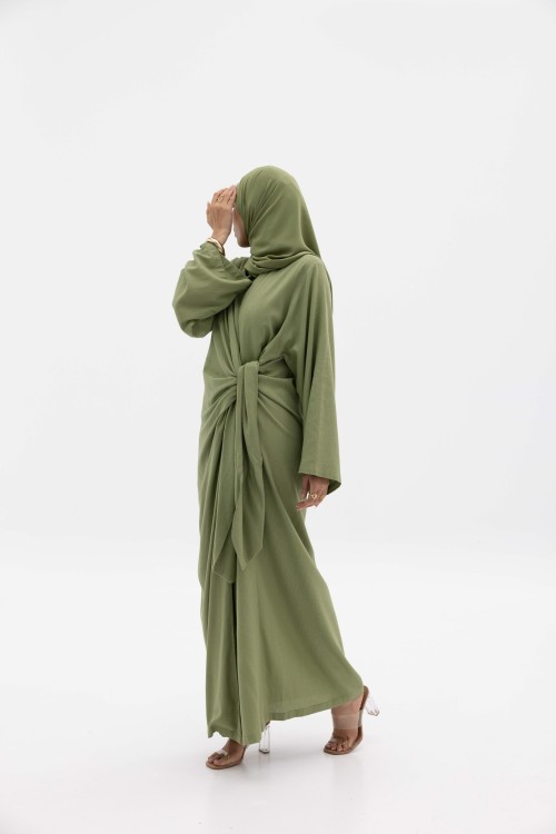 Robe Gabriela en lin vert pistache