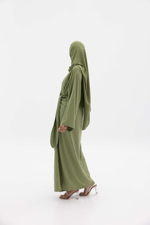Robe Gabriela en lin vert pistache