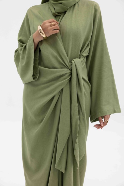 Robe Gabriela en lin vert pistache